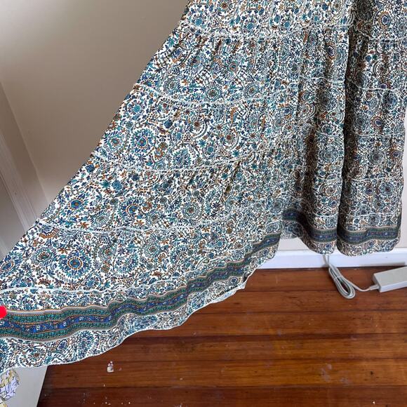 Anthropologie Boemo Boho Maxi Dress Size M Floral Peasant Tiered Smocking India - Picture 7 of 10